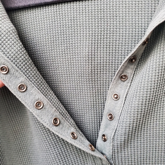 Prairie Cotton Seafoam Green Hooded 100% Cotton Henley Size S-M Made in … - Picture 4 of 9